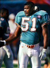 Dec 31, 1994; Miami, FL, USA; FILE PHOTO; Miami Dolphins linebacker (51) Bryan Cox prior to the game the Kansas City Chiefs in the 1994 AFC Wild Card Playoff game at Joe Robbie Stadium. The Dolphins defeated the Chiefs 27-17. Mandatory Credit: Photo by Manny Rubio-US PRESSWIRE © Copyright Manny Rubio