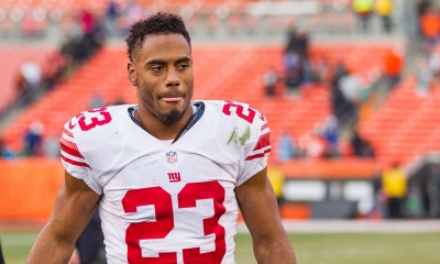 Nov 27, 2016; Cleveland, OH, USA; New York Giants running back Rashad Jennings (23) after the game between the Cleveland Browns and the New York Giants at FirstEnergy Stadium. The Giants won 27-13. Mandatory Credit: Scott R. Galvin-USA TODAY Sports