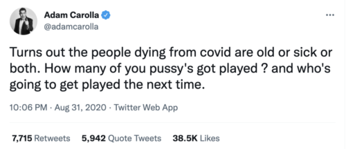 01 - Adam's COVID tweet from Aug 2020